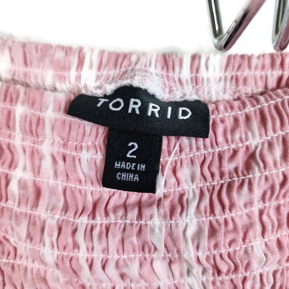 NEW Torrid Pink & White Tie-Dye Smocked Mini Skater Dress 2x - Picture 3 of 5